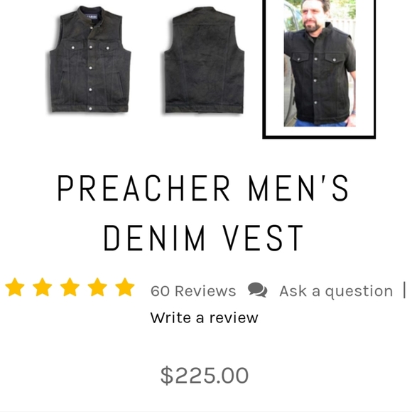 Crank and Stroker Preacher Denim Motorcycle Vest L - Picture 9 of 10